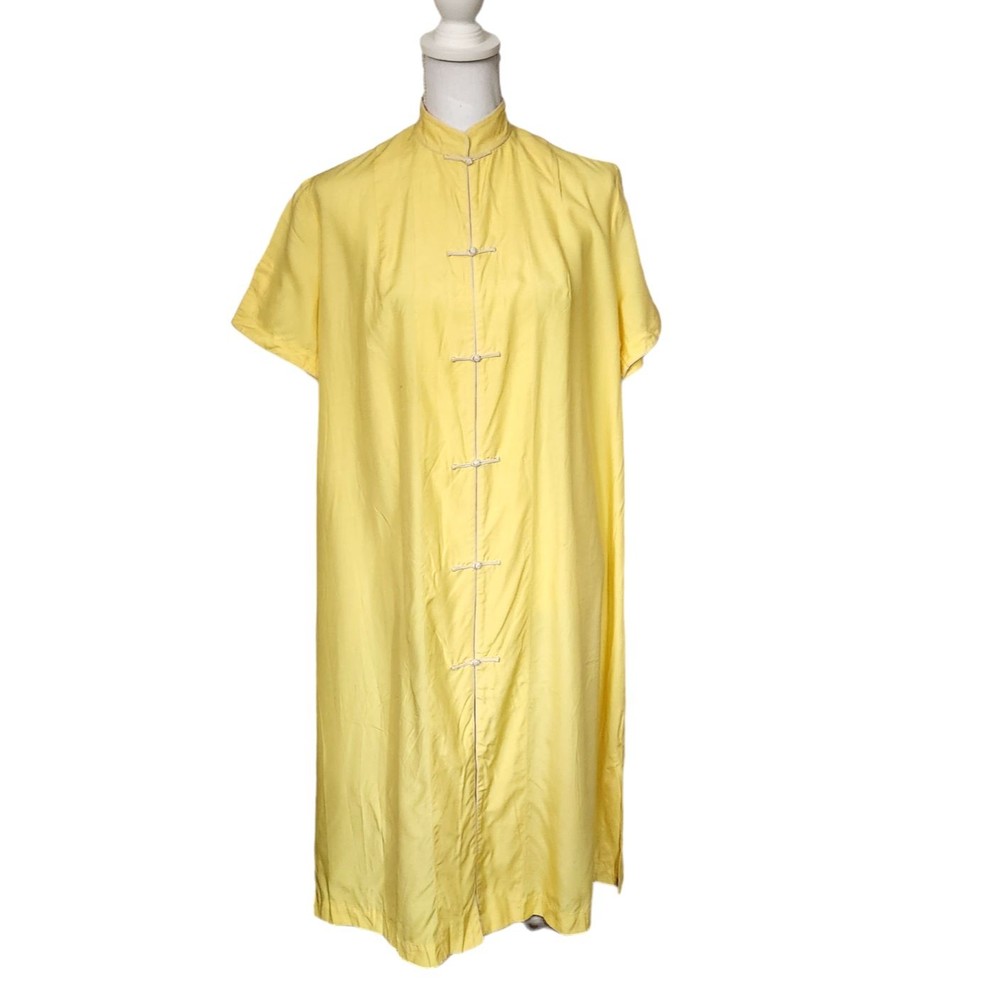 Vintage Dynasty Traditional Lightweight Robe/Housecoat Yellow Womens M